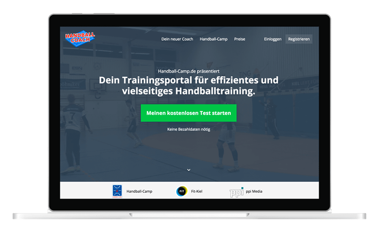 Screenshot Handball-Coach Landingpage